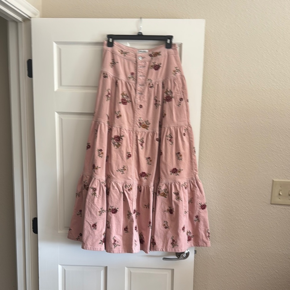 DRIFTWOOD Pink Tiered Maxi Skirt A-Line Resort Wear
